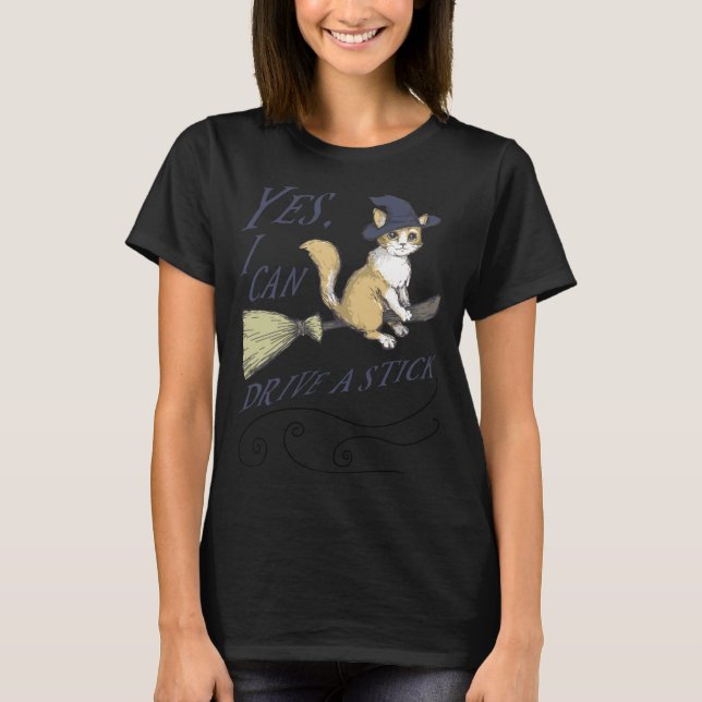 Camiseta Pode Dirigir Um Gato Engraçado De Troca De Marcha  (Frente)
