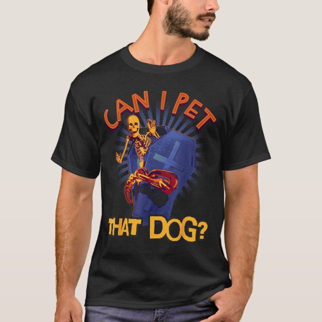 Camiseta Pode Fazer Carinho Nesse Esqueleto de Cachorro no  (Frente)