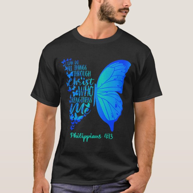 Camiseta Pode Fazer Coisas Através de Cristo Que Fortalece  (Frente)