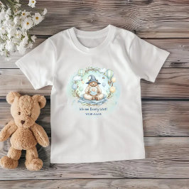 Camiseta Podemos mal esperar Aguarela Urso Azul Bebê Chá de