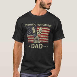 Camiseta Podengo Pai Português Cachorro Americano Bandeira