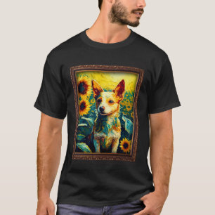 Camiseta Podengo Português Pequeno Pintura Flor de Girassol