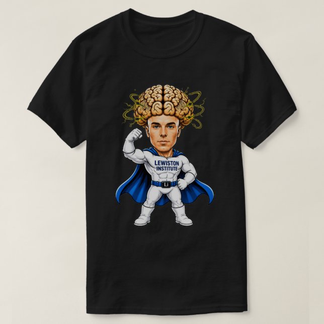 Camiseta Poder Cerebral de Super-Herói (Frente do Design)