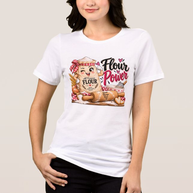 Camiseta Poder da Farinha Design de Biscoitos Engraçado (Frente)