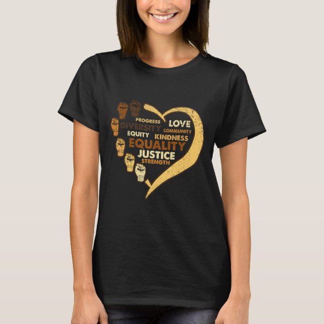 Camiseta Poder Da Melanina Punho Coração Mês Da História Ne (Frente)