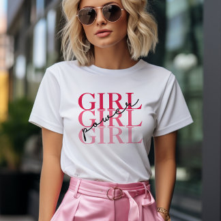 Camiseta Poder da Menina | Feminista Moderno Rosa