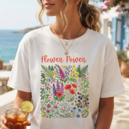 Camiseta Poder das Flores de Campo Natureza Colagem Floral 