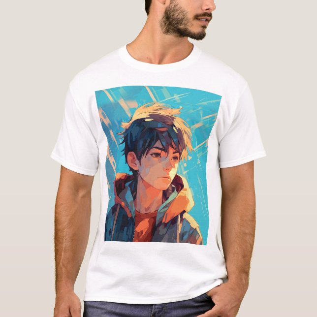 Camiseta Poder Dinâmico de Anime: Jovem Homem (Frente)
