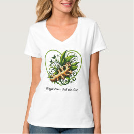 Camiseta "Poder do Gengibre Sinta o Calor" Herbal 