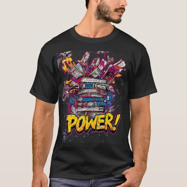 Camiseta PODER! Explosão de Livros em Arte da Rua - Litera  (Frente)