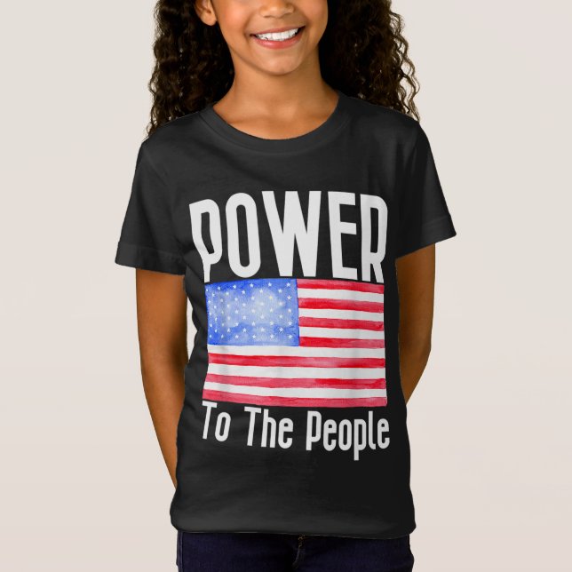 Camiseta Poder Para A Bandeira Pessoas-Americana (Frente)