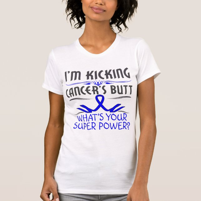 Camiseta Poder super de retrocesso do bumbum do cancer do (Frente)