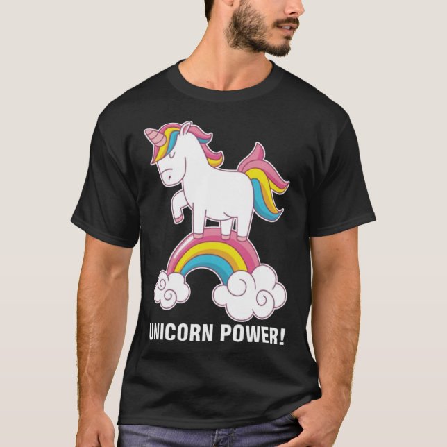 Camiseta poder unicórnio ama diversão (Frente)