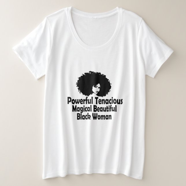 Camiseta Poderosa e tenaz linda mulher negra (Frente do Design)