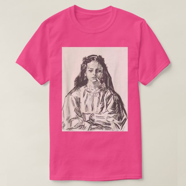 Camiseta Poderosa Feminista Vintage Art Cansada Fumando Mul (Frente do Design)