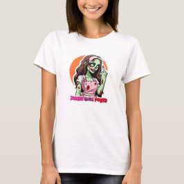 Camiseta poderosa GAROTA ZUMBI engraçada fantasia fácil de 