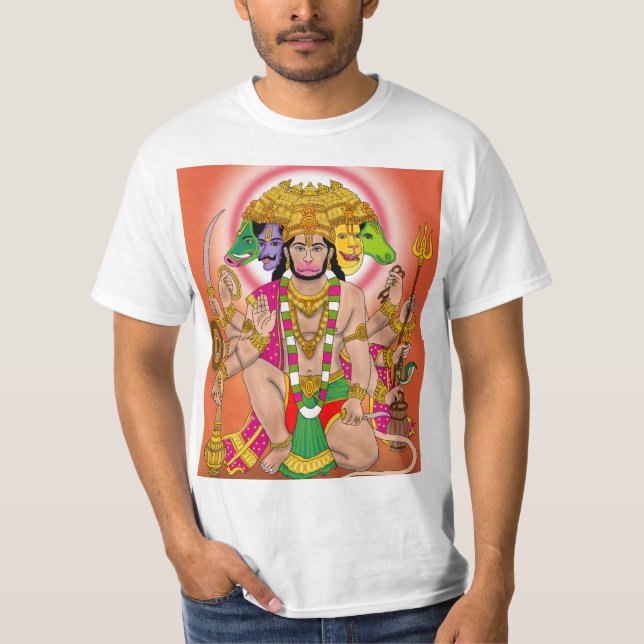 Camiseta Poderosa Panchmukhi Hanuman – Proteção Di (Frente)