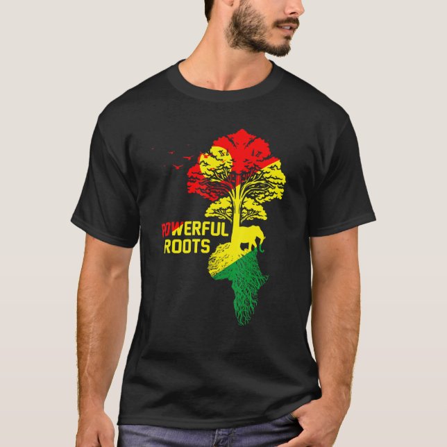 Camiseta Poderosas Raízes Africanas História Negra Mês Depo (Frente)