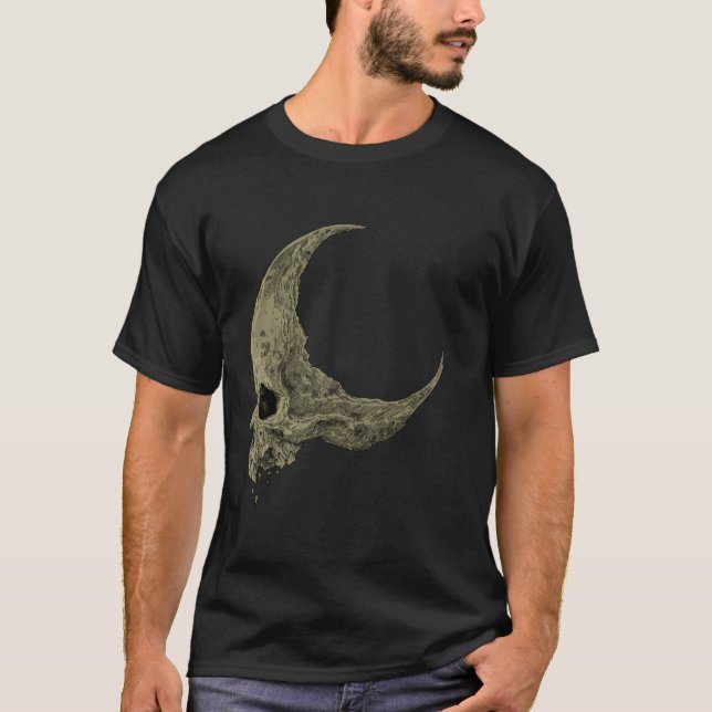 Camiseta Poe Raven Skull Moon Halloween Gótica Women s T Sh (Frente)