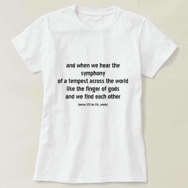 Camiseta poema sobre vida e amor (Frente do Design)