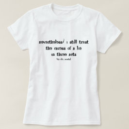 Camiseta poema sobre vida e mentiras