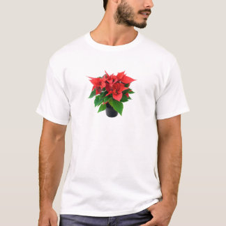 Camiseta Poinsétia vermelha em um fundo branco