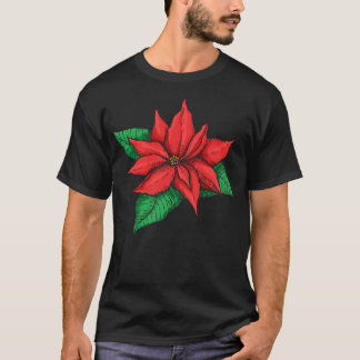 Camiseta Poinsettia. Flor de Decoração de Natal