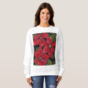 Camiseta Poinsettia Vibrante Em Aquarela