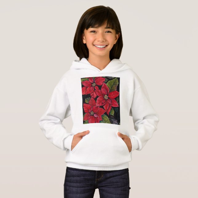 Camiseta Poinsettia Vibrante Em Aquarela (Frente Completa)