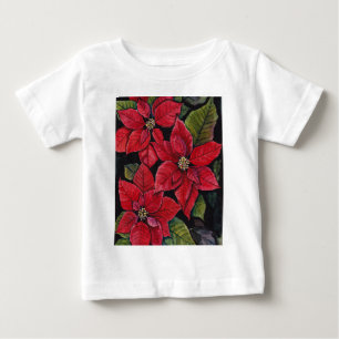 Camiseta Poinsettia Vibrante Em Aquarela