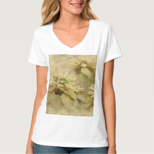 Camiseta Poinsettias Cor Creme Arte Digital