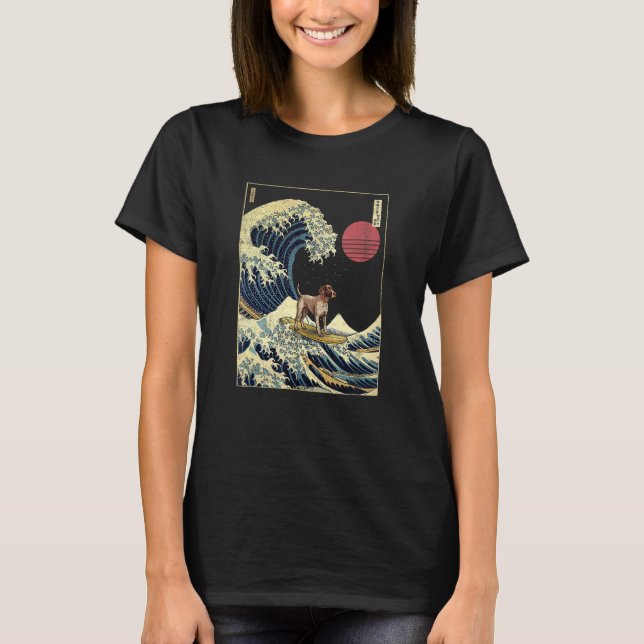 Camiseta Pointer Alemão de Cabelo Curto Onda de Kanagawa Ja (Frente)