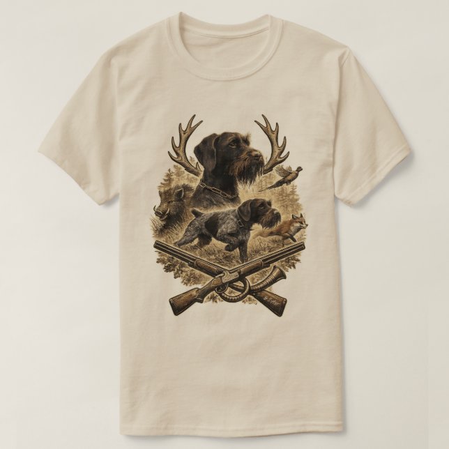 Camiseta Pointer Alemão de Pelo Cabeludo (Frente do Design)