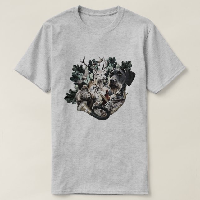 Camiseta Pointer Alemão de Pelo Cabeludo (Frente do Design)