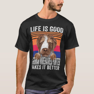 Camiseta Pointer de Cabelo Raspado Alemão Torna Sua Vida Bo