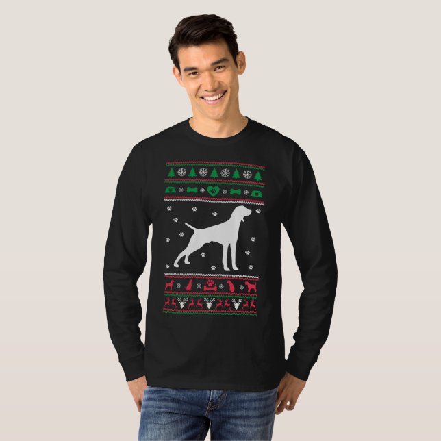 Camiseta Pointer Dog Ugly Sweater Natal (Frente Completa)