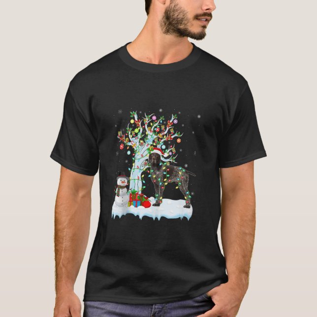 Camiseta Pointer Dog Xmas Element Tree Lighting Pointer Dog (Frente)