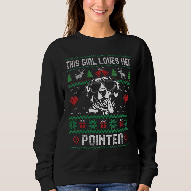 Camiseta Pointer Girl Cool Ugly Christmas for Dog Mom (Frente)
