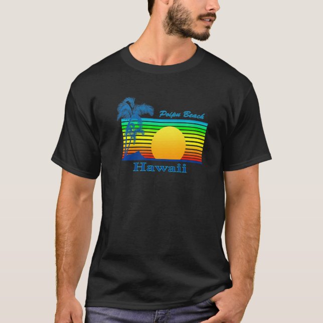 Camiseta Poipu Beach Hawaii Retro Tropical Beach Sunset (Frente)