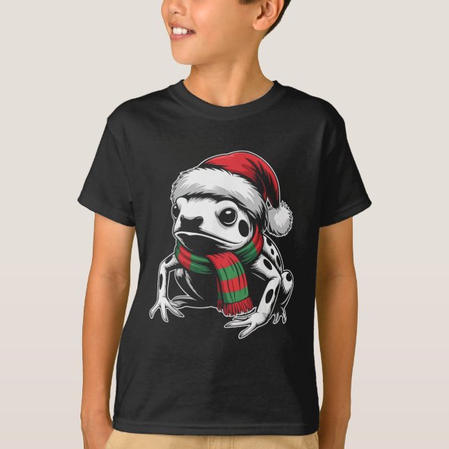 Camiseta Poison Dart Sapo Xmas Santa Hat Scarf Christmas Co (Frente)