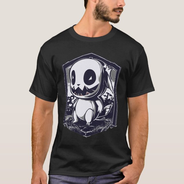 Camiseta Pokémon Halloween  Blanco y Negro (Frente)
