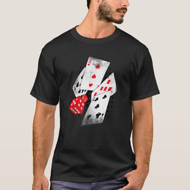 Camiseta Poker Casino Jogando Cartões Dice 8375 BETS Venced (Frente)