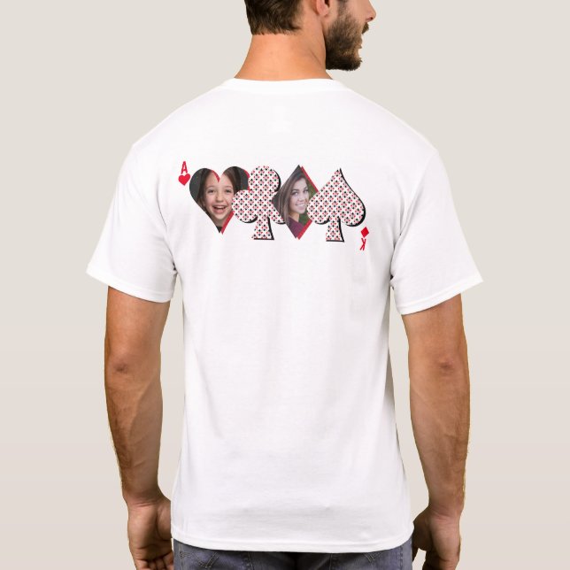 Camiseta Poker de Cartão de Reprodução de Colagem de Fotos  (Verso)