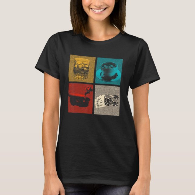 Camiseta Poker de charuto de café com uísque (Frente)