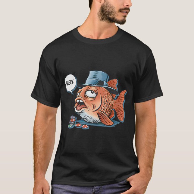 Camiseta Poker Fish - Caricatura Engraçada (Frente)