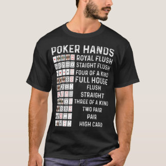 Camiseta Poker Hands Cheat Sheet Card Casino Games Funny Pl