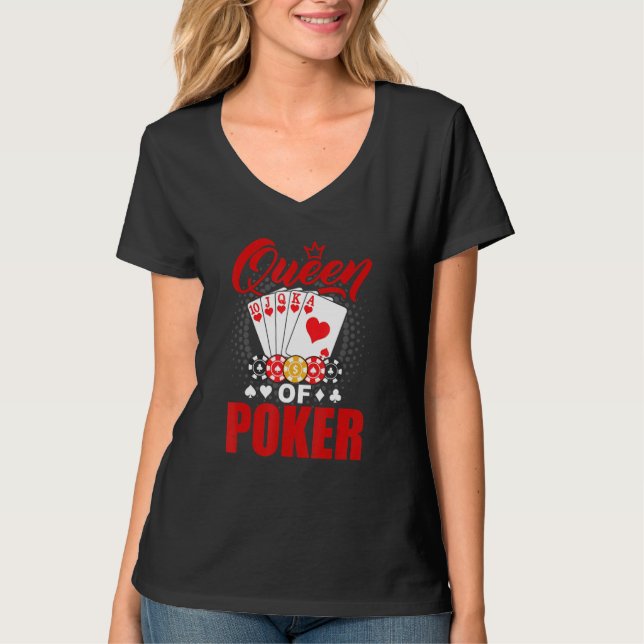 Camiseta Poker Queen Gambling Casino Card Game Hand Bluff F (Frente)