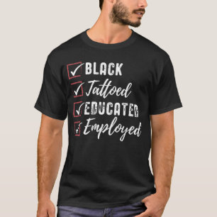 Camiseta Pol Inspiracional Empregado Educado em Preto