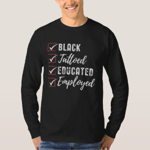 Camiseta Pol Inspiracional Empregado Educado em Preto