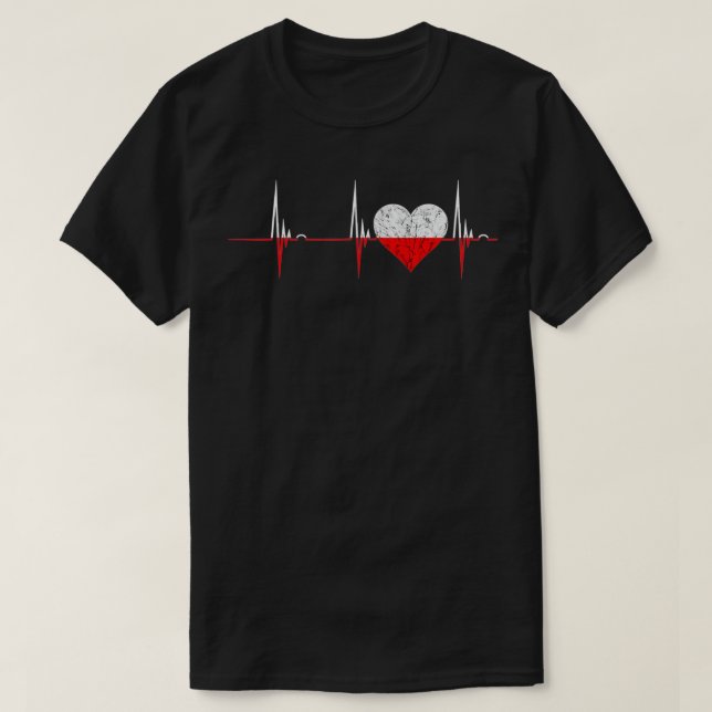 Camiseta Poland Heart Polish Heartbeat EKG Pulse Polska Roo (Frente do Design)